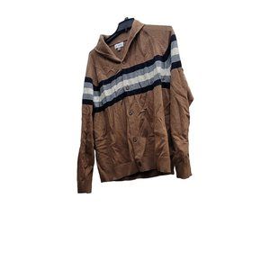 Men's Tall Striped Collared Button-Down Sweater Goodfellow & Co Brown Size XLT